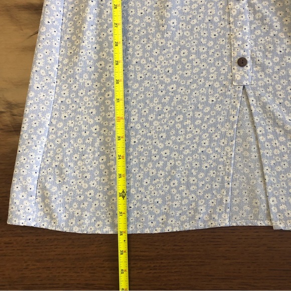 MONTEAU Women Blue/White Floral Print Cap Sleeve Button Up Midi Dress Sz M - Picture 13 of 14